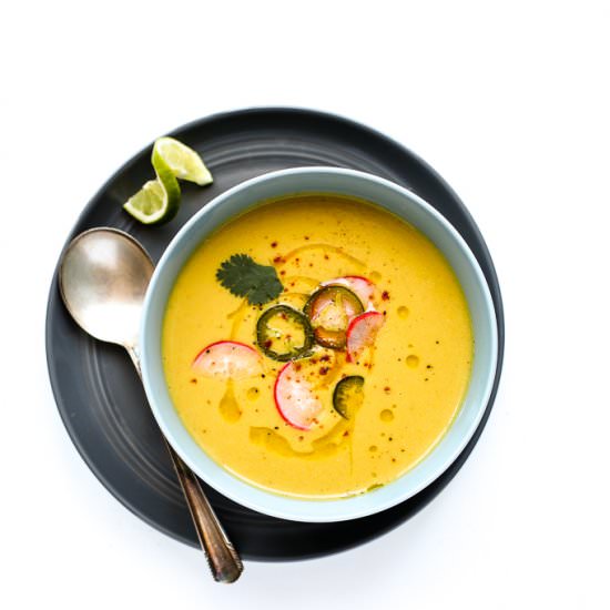 Chilled Corn + Cauliflower Bisque