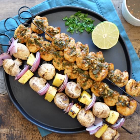 Cilantro Garlic Shrimp Skewers