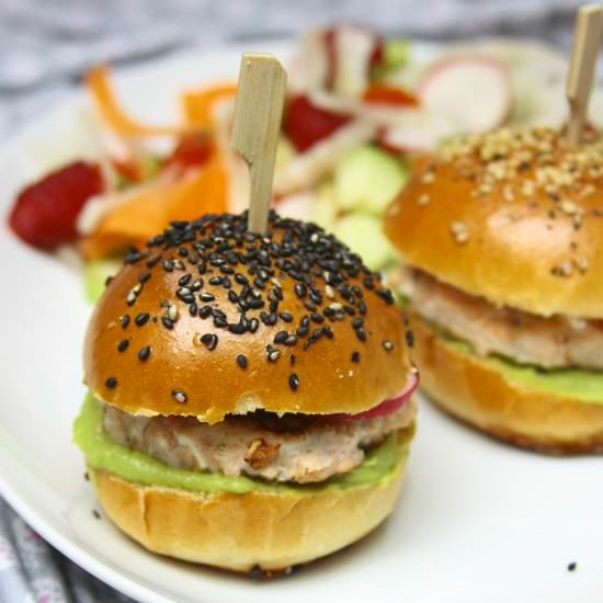Salmon Burger and Crunchy Salad