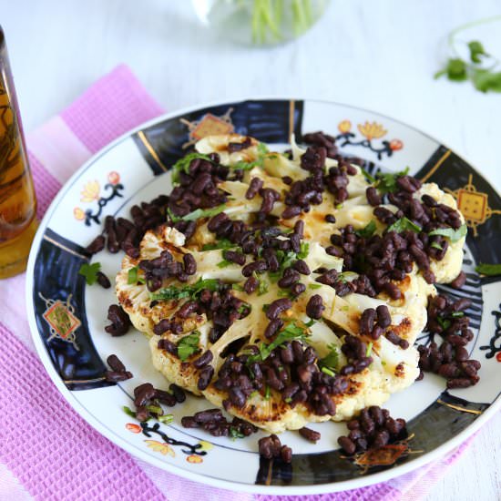 Roasted Cauliflower w/ Adzuki Beans