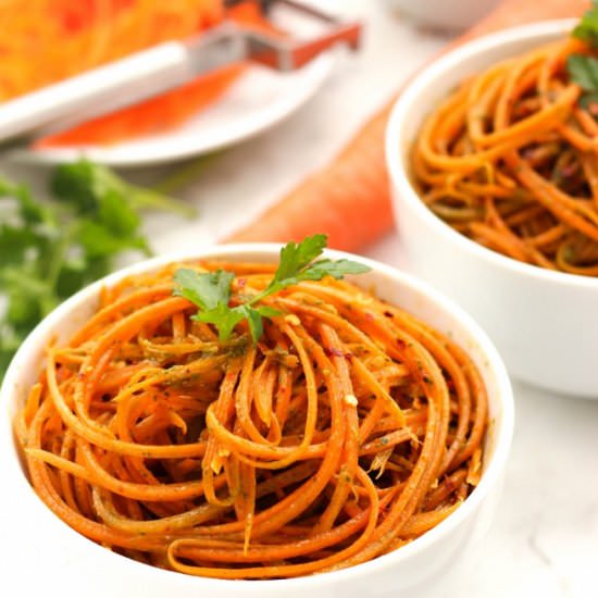 Carrot Noodles in Spicy Chimichurri