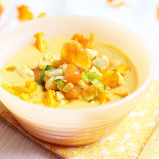 Creamy Corn Chowder Apricot Salsa