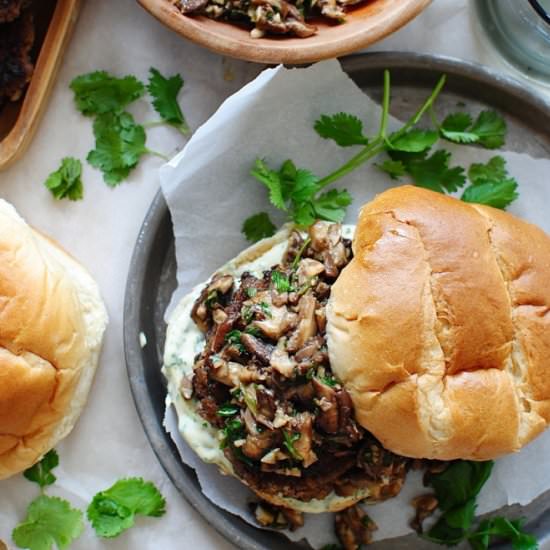 Asian Burgers with a Shiitake Sauté