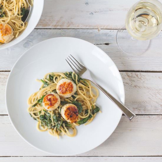 Seared Scallops + Lemon Pasta
