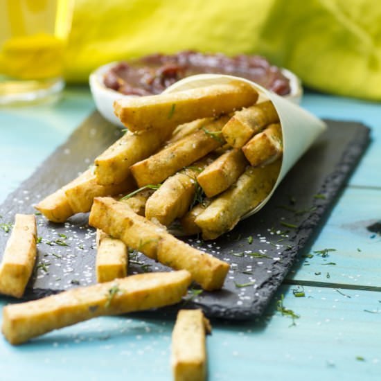 Chickpea Fries with Date Ketchup