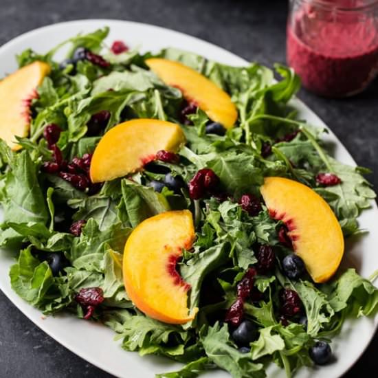 Blueberry and Peach Kale Salad
