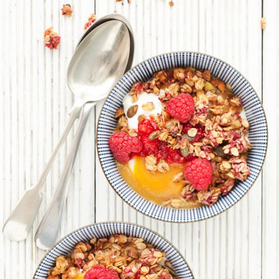 Peach Melba & Raspberry Granola