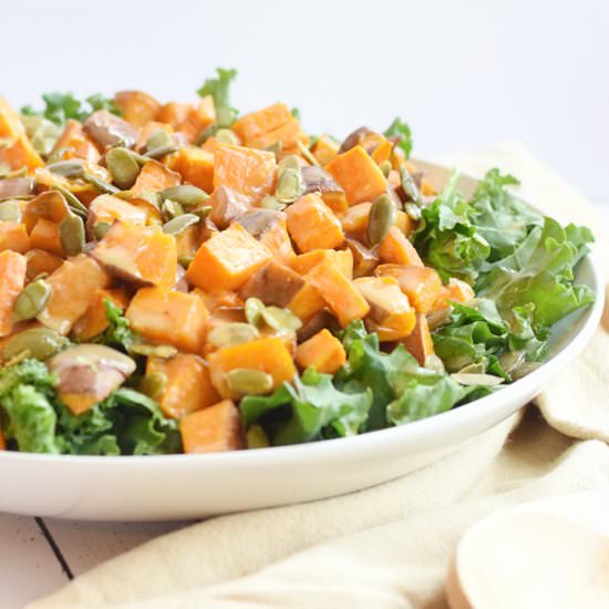 Kale Sweet Potato Tahini Salad