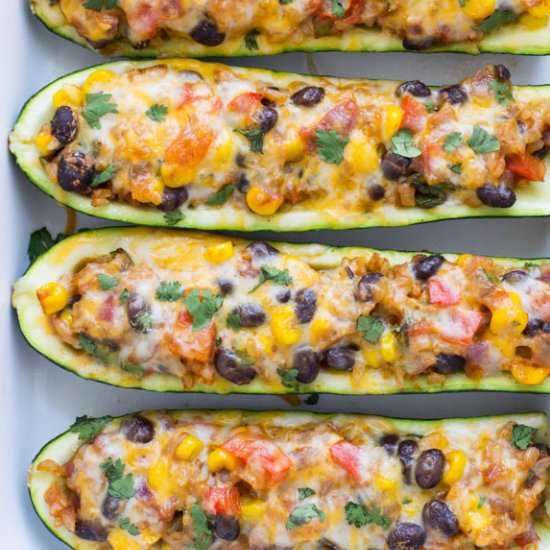Mexican Zucchini Burrito Boats
