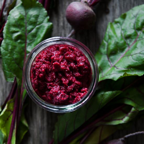 Raw beetroot puree with horseradish
