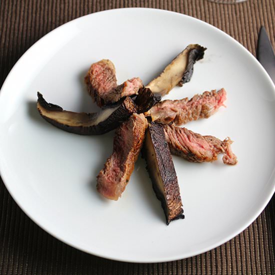 Grilled Ribeye with Portobellos