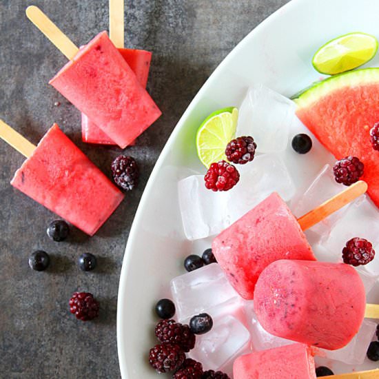 Watermelon-Berry Popsicles