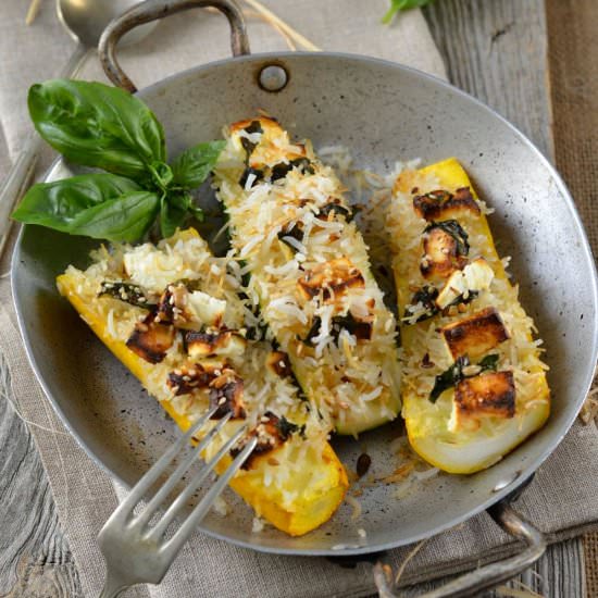 Stuffed Zucchini with Rice and Feta