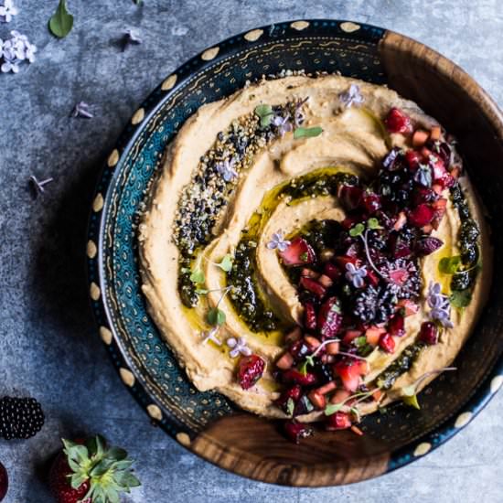 Summer Fruit Salsa and Pesto Hummus