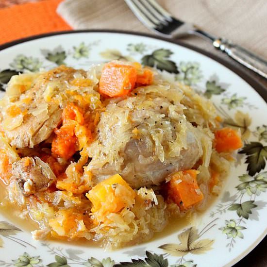 Chicken with Sauerkraut and Squash