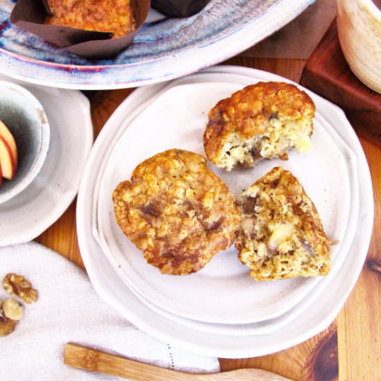 Peach, Oatmeal, Walnut Muffins