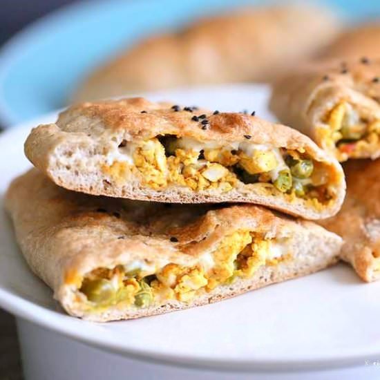 Tofu Pea Naan Calzone