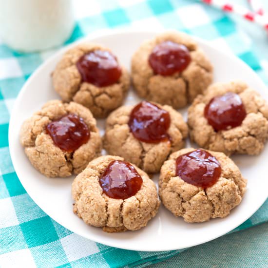 Almond Butter-Jam Thumbprint cookie