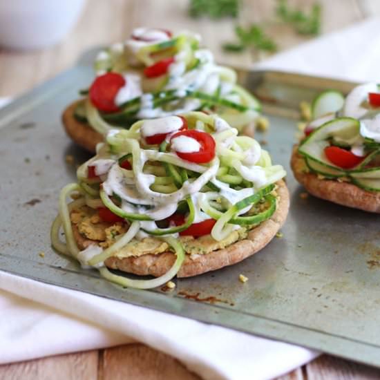 Chickpea Cucumber Mini Pita Pizzas