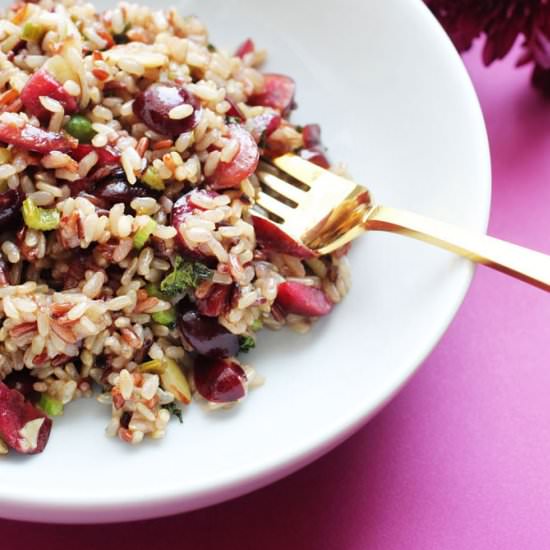 Rice, Greens, Cherries, Almonds