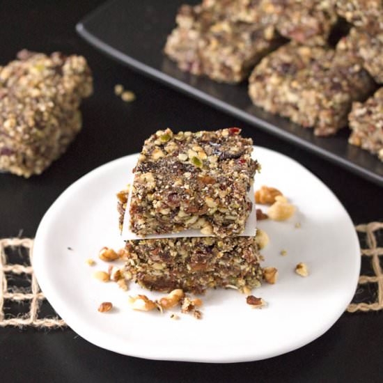 Raw Seeded Snack Bars with Cacao