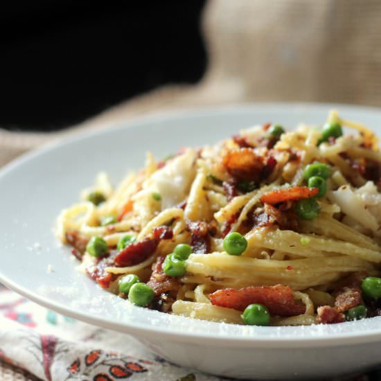 Crab Linguine Carbonara Pasta