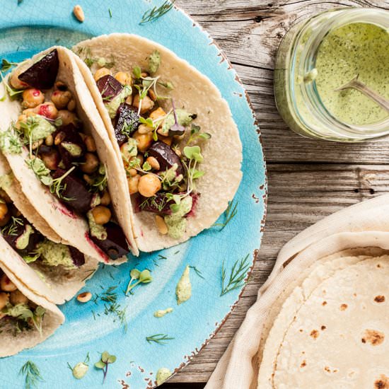 Beet & Chickpea Tacos