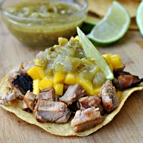 Tangy Pork and Mango Tostadas