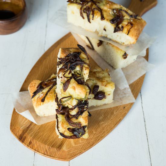 Caramelised Onion, Olive Focaccia