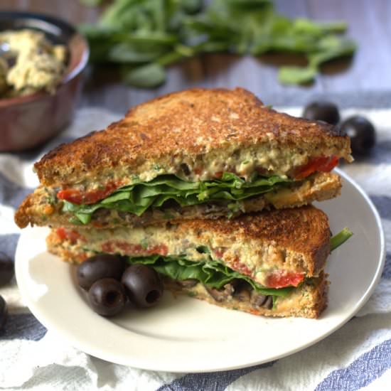 Mediterranean Olive Hummus Panini