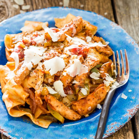 Chicken Fajitas with Pappardelle