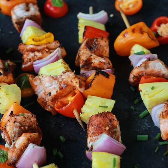 Caribbean Grilled Salmon Kabobs