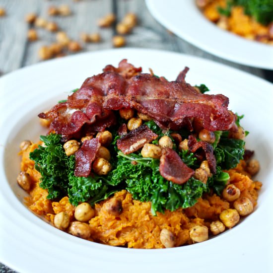 Sweet Potatoes with Kale and Bacon