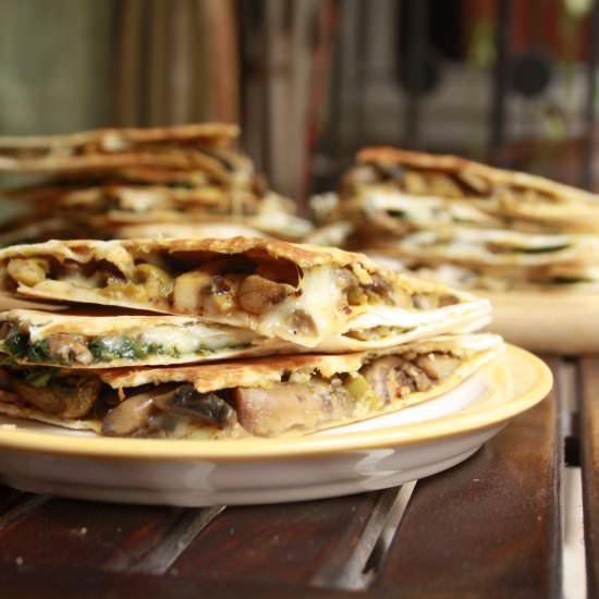 Spinach and Mushroom Quesadillas
