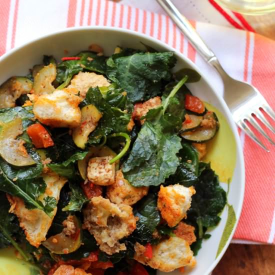 zucchini and halloumi panzanella