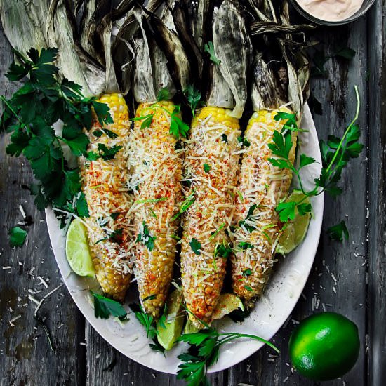 Grilled Corn on the Cob with Husks