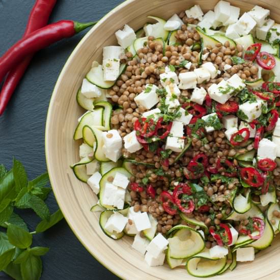 Zucchini-Lentil-Feta Salad