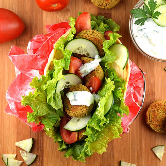 Baked Falafel with Tzatziki Sauce
