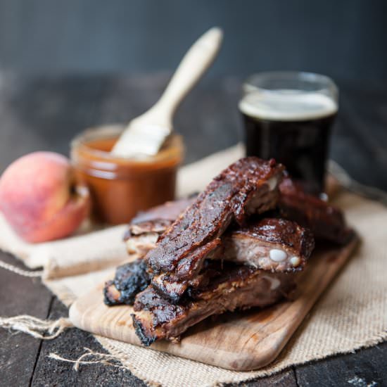Pork Ribs with Chipotle Peach BBQ