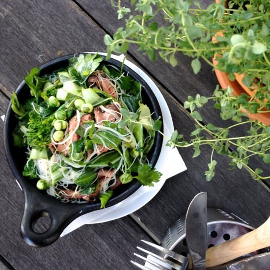 Green Salad with Beef & Wasabi Peas