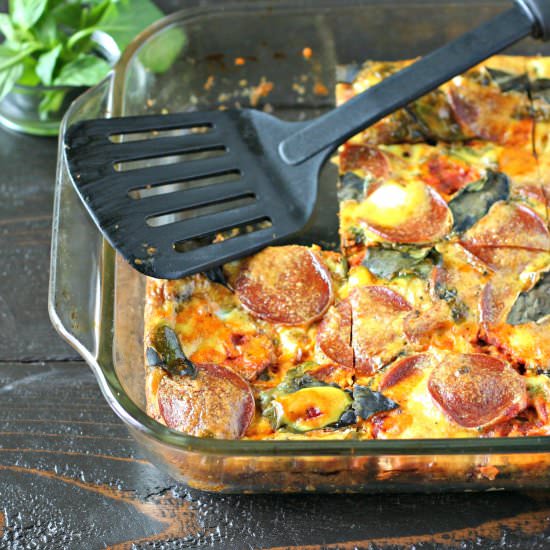 Pepperoni Pizza Egg Casserole