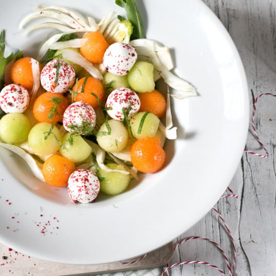 Melon-Fennel-Salad with Goat Cheese