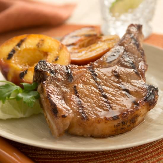 Honey Lime Pork Chops and Peaches