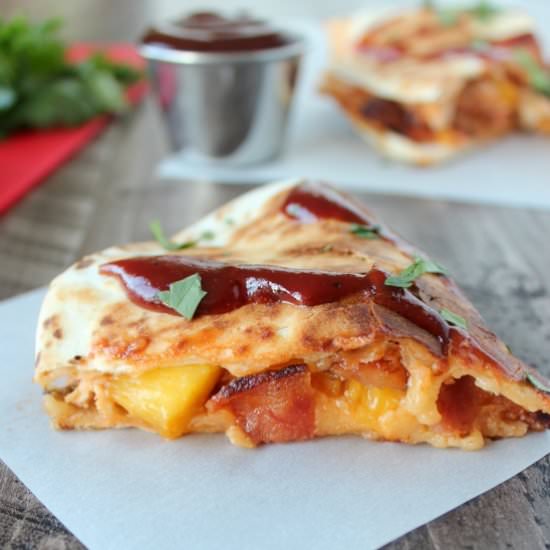 BBQ Chicken Peach Bacon Quesadilla