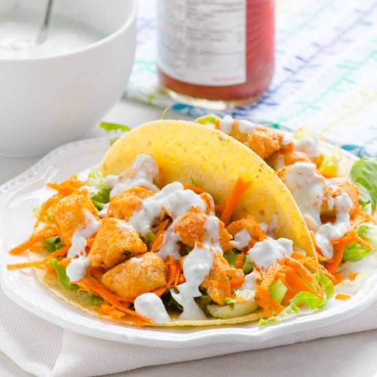 Clean Eating Buffalo Chicken Tacos