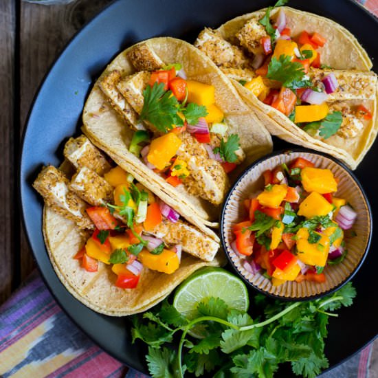 Tortilla Chip Crusted Tofu Tacos