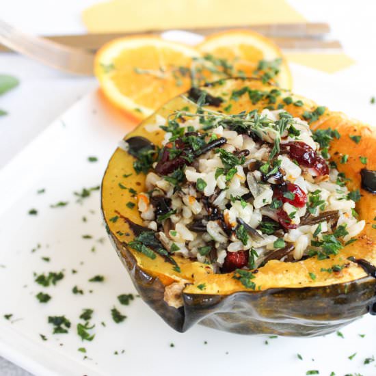 Wild Rice Stuffed Acorn Squash