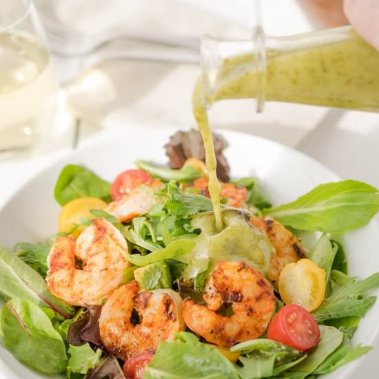 Blackened grilled shrimp salad