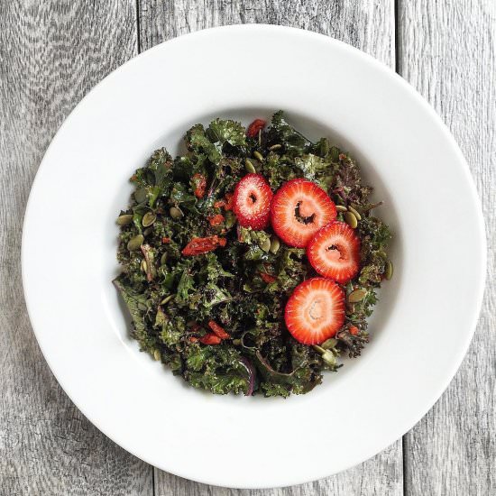Strawberry Kale Salad with Pumpkin
