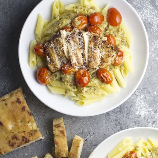 Garlic Chicken with Pesto Cream